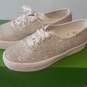 Cream Keds x Kate Spade triple glitter size 5